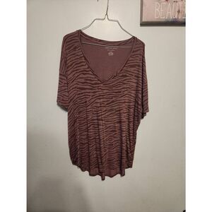 American Eagle Soft & Sexy Shirt Womens Medium Purple Zebra Striped Short Sleeve